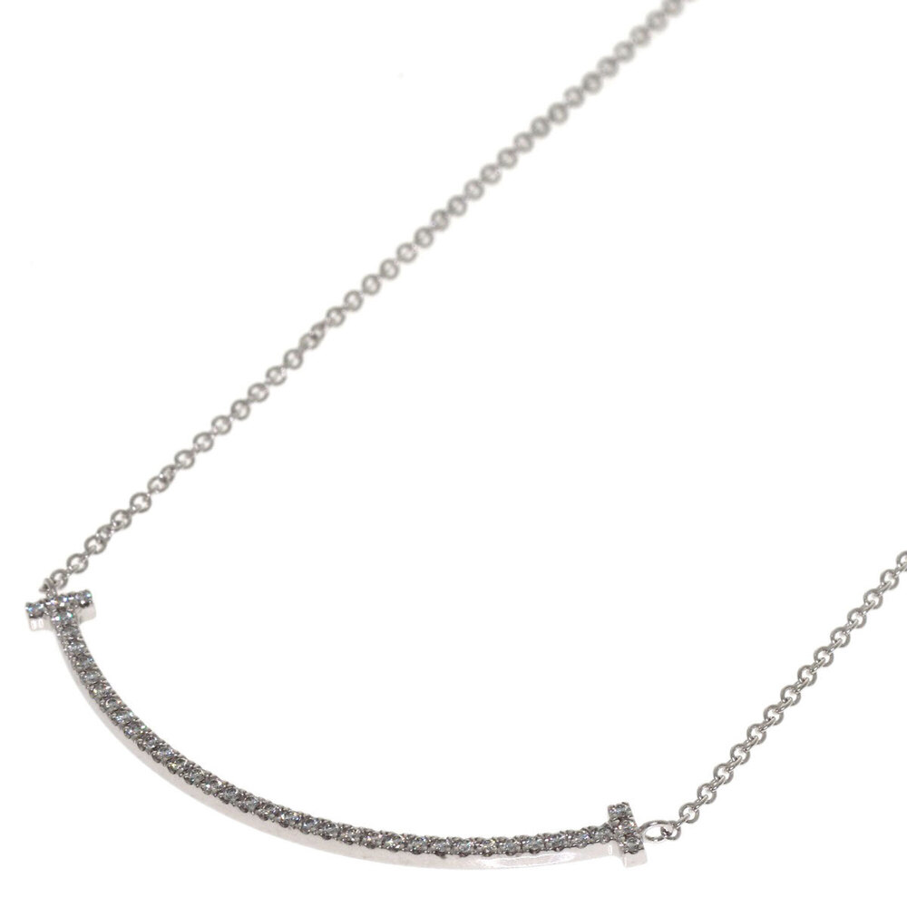 Tiffany & Co. T Smile Small Diamond Necklace, 18K White Gold, Women's.